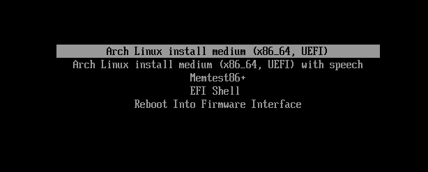 Prompt for arch linux ISO